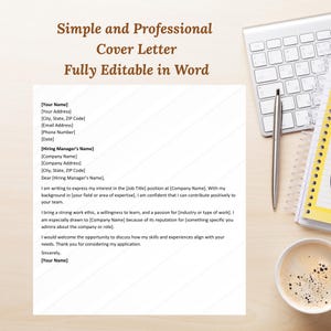 Modelo de Carta de Apresentação Simples – Documento Word Editável – Profissional e Fácil de Personalizar – Download Instantâneo
