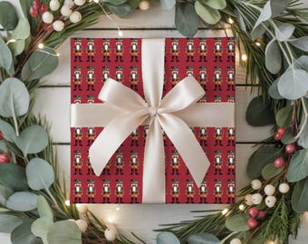 Nutcracker Wrapping Paper: Classic Red Christmas Gift Wrap