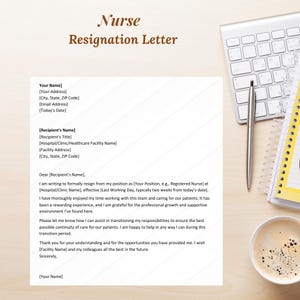 Carta de renuncia de enfermera: plantilla de Word editable, descarga instantánea, profesional y pulida: ¡renuncia rápida y fácil!