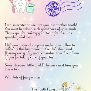 Tooth Fairy Letter for Kids – 2 Printable Versions – Digital Download – A Special Note from the Tooth Fairy! Tooth Fairy Note