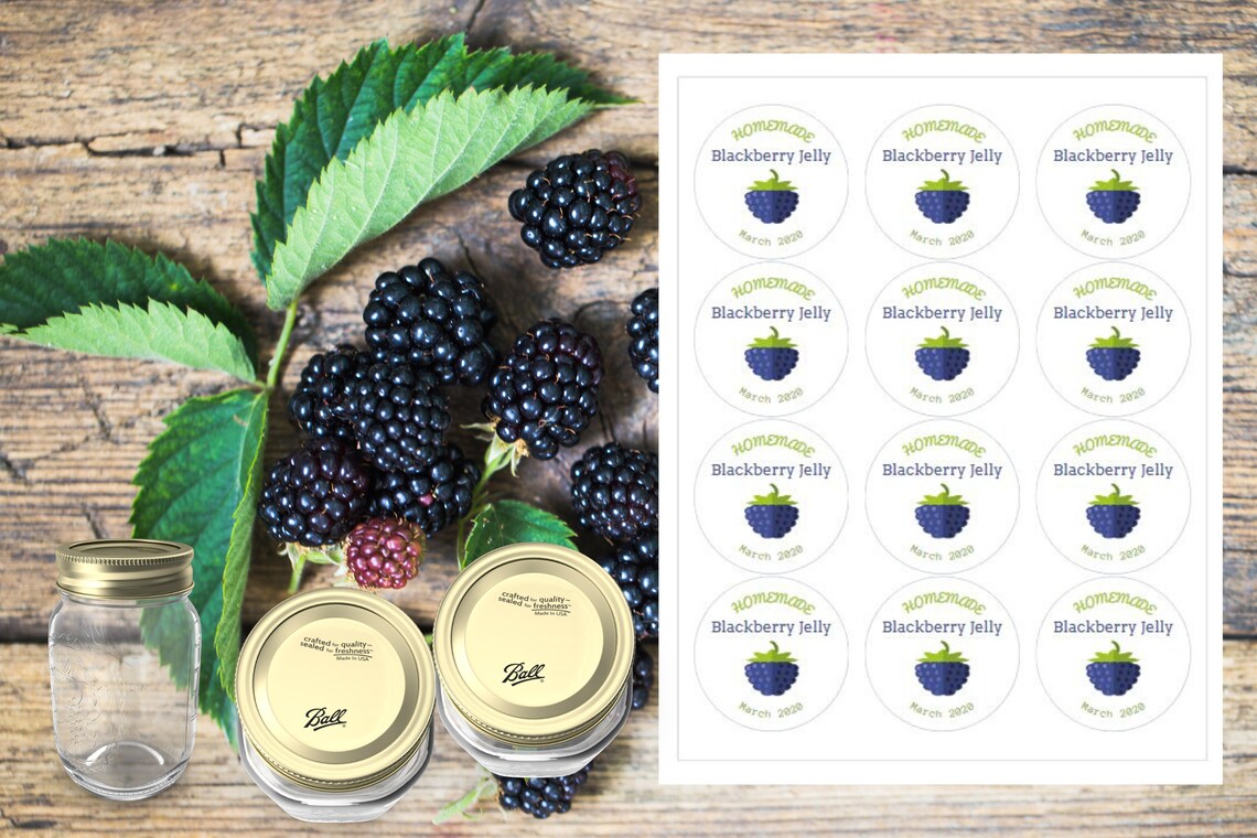 Blackberry Jelly Labels, Homemade Canning Jar Labels for Mason Jars