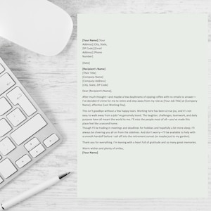 Modelo de Carta de Aposentadoria Engraçada – Carta de Demissão Despreocupada, Documento Word Editável, Download Instantâneo, Formato Profissional