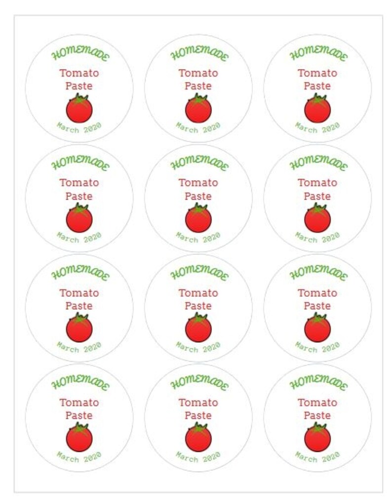 Tomato Paste Labels Homemade Canning Jar Labels for Mason Etsy