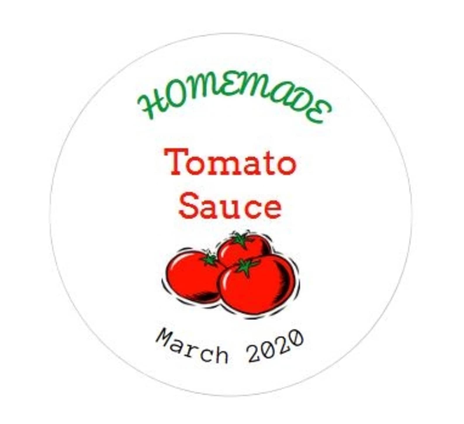 Tomato Sauce Labels, Homemade Canning Jar Labels for Mason Jars, Round