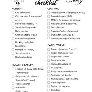 Baby Essentials Checklist – Newborn Must-Haves Printable, Nursery, Feeding, Hygiene, Travel, and More – Instant Download, Baby Shower Gift