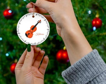 Personalized Violin Ornament: Ceramic Christmas Tree Decoration