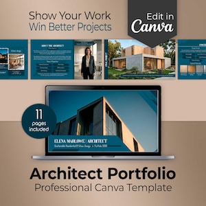 Architectural Portfolio Template | Professional Architecture Dossier & Case Study | Editable Canva Presentation for Project Showcase