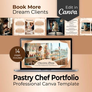 Pastry Chef Portfolio Canva Template | Cake Designer Presentation | Editable Professional Bakery Catalog