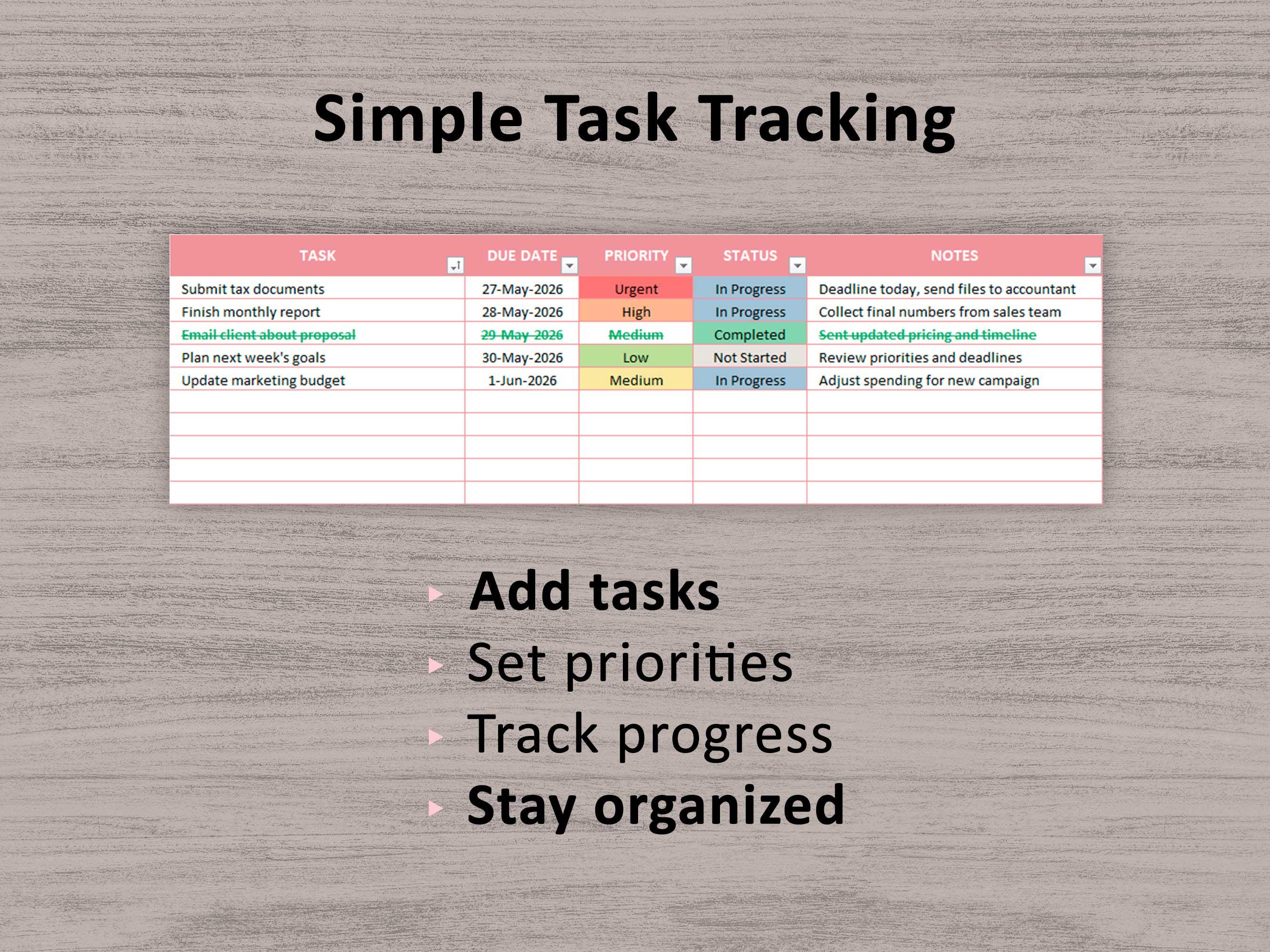 Task Assignment Tdo Excel To-do List Template for Planning and Tracking Tasks & Assignments ...