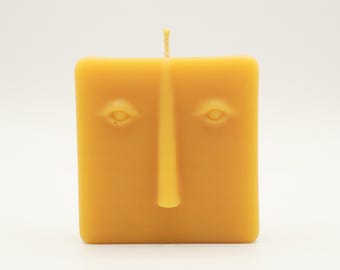 Face 04 Candle • Handmade Beeswax Candles • Minimalist Line Art Candle • Abstract Candle Design