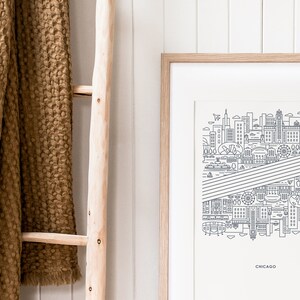 Chicago Illustration Art Print Minimal Home Decor Wall Art Letterpress Print image 5