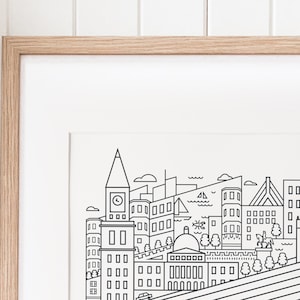 Boston Illustration Art Print | Minimal Home Decor Wall Art