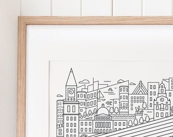 Boston Illustration Art Print | Minimal Home Decor Wall Art