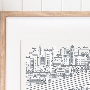 Impresión de arte de la ilustración de Chicago / decoración mínima del hogar arte de la pared / impresión de letterpress