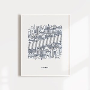 Chicago Illustration Art Print Minimal Home Decor Wall Art Letterpress Print image 2