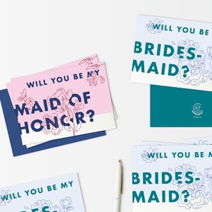 Bridesmaid Proposal Cards | 6 Bridesmaid, 2 Maid of Honor Cards