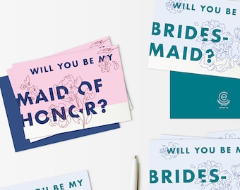 Bridesmaid Proposal Cards | 6 Bridesmaid, 2 Maid of Honor Cards