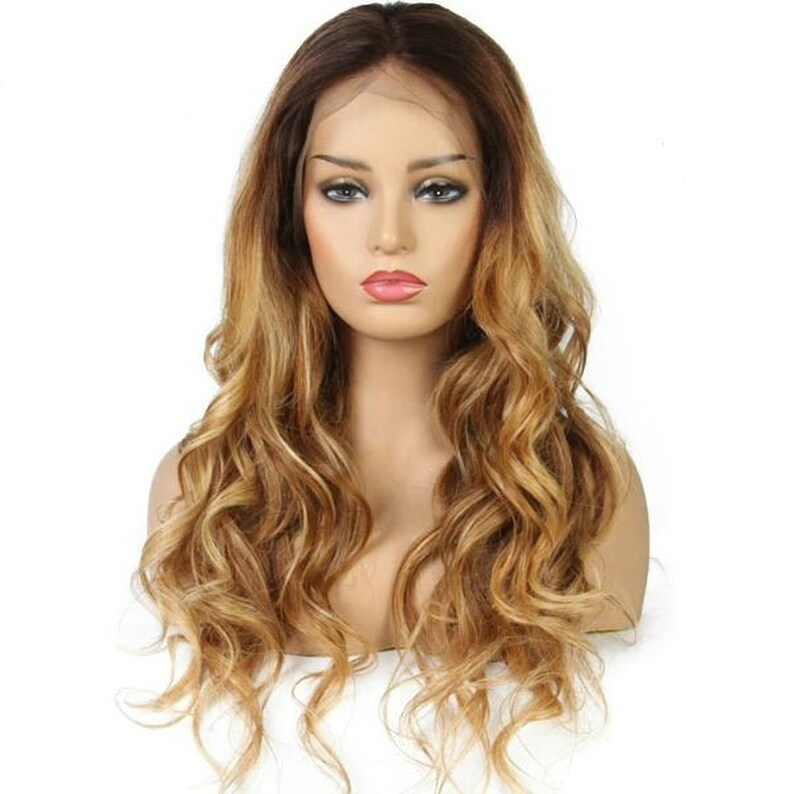 Dark Rooted Ombre Honey Blonde Human Hair Front Lace Wig Etsy
