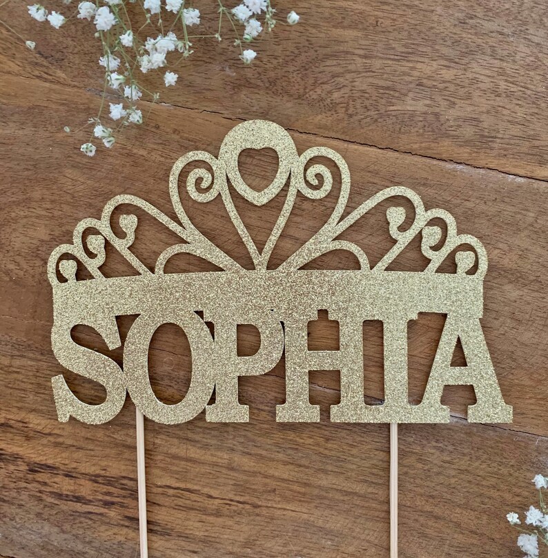 Princess Tiara Cake Topper Personalized Tiara Cake Topper Etsy