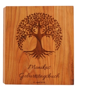 Cartella in legno, realizzata a mano - con albero della vita e incisione personalizzata Cartella I compleanno immagine 5