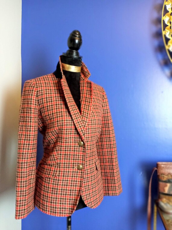Vintage Talbots Tweed Plaid Wool Blazer. Vintage B