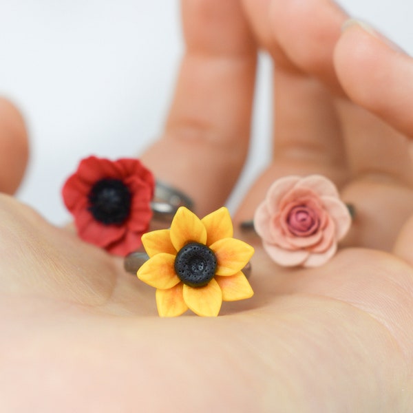 Trendy Flower Shaped Pink Adjustable Ring main image 0