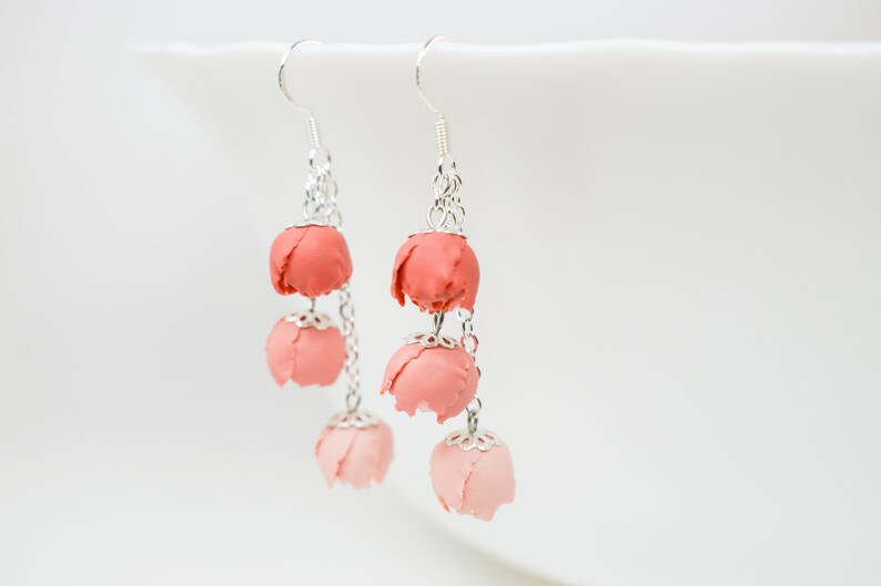 Polymer clay peony earrings floral polymer clay earrings dangle flower earrings dangle polymer clay earrings dangle peony earrings