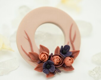 Flower bouquet brooch, polymer clay brooch, polymer clay flower brooch, polymer clay rose brooch, polymer clay flower jewelry, botanical
