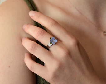 Adjustable lilac ring, polymer clay flower ring, purple flower ring, polymer clay lilac ring, pink lilac jewelry, floral statement ring