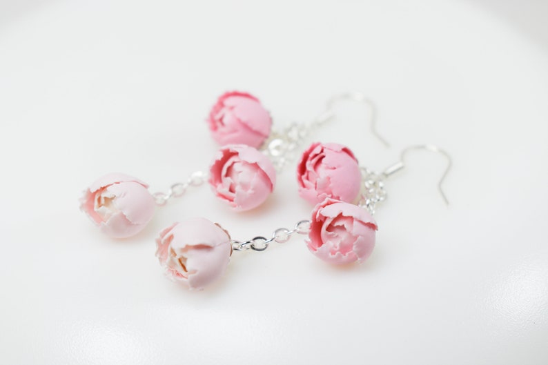Polymer clay peony earrings floral polymer clay earrings dangle flower earrings dangle polymer clay earrings dangle peony earrings