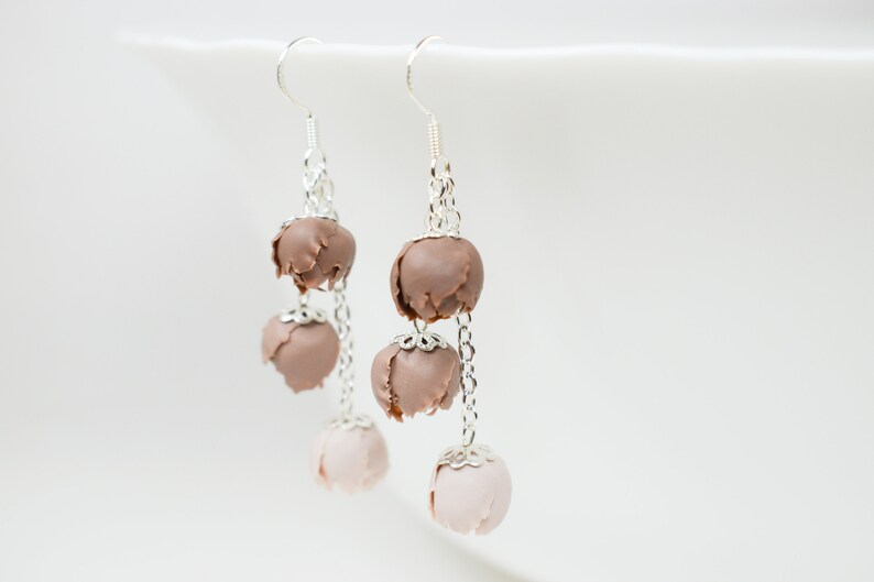 Polymer clay peony earrings floral polymer clay earrings dangle flower earrings dangle polymer clay earrings dangle peony earrings