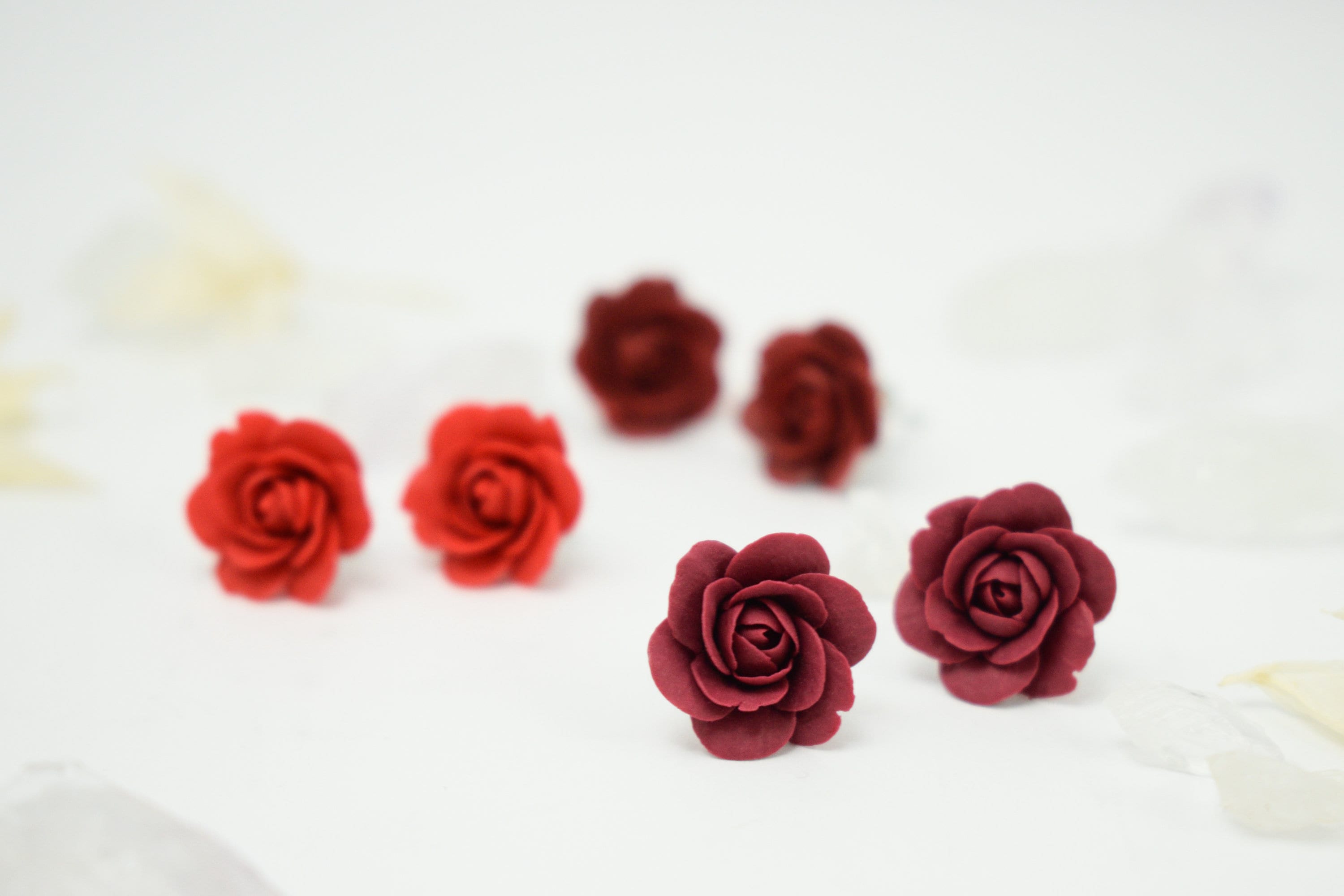 Red rose earrings best sale studs