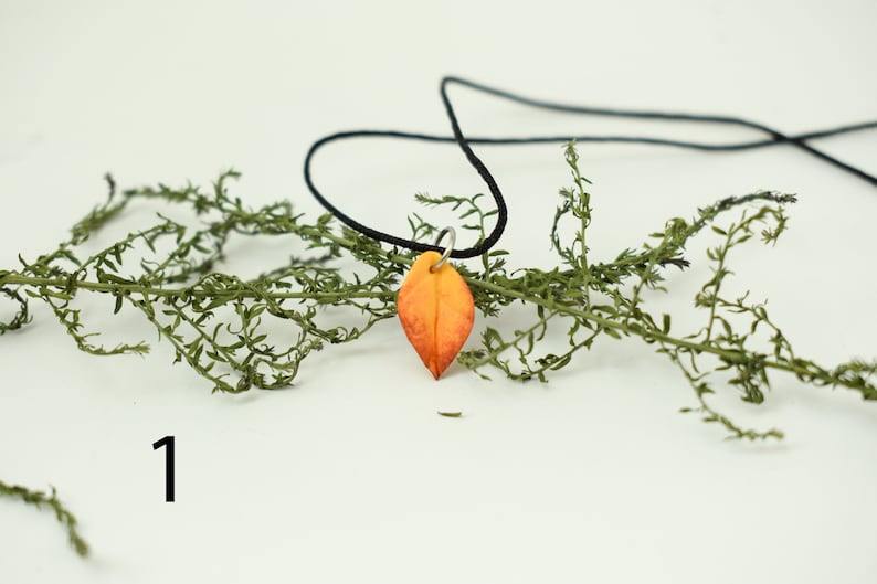 Collar de hojas de otoño, collar de hojas de otoño, collar de arcilla polimérica, gargantilla de hojas, colgante de hojas de otoño, collar de plantas, joyería de hojas de arcilla polimérica imagen 4
