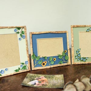 Handgefertigter 10 x 15 cm Palo Santo Blumen-Fotorahmen - Kaltporzellan-Blumenbilderrahmen - Horizontale und vertikale Optionen, individuelles Hochzeitsgeschenk