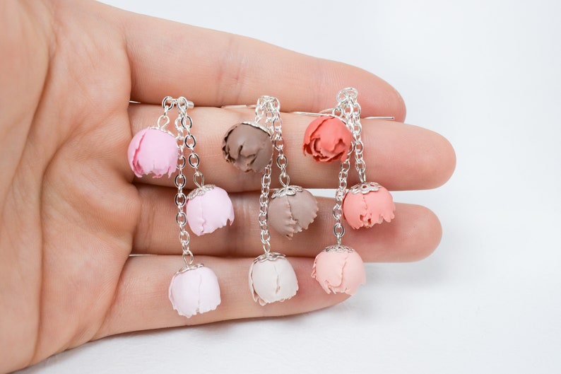 Polymer clay peony earrings floral polymer clay earrings dangle flower earrings dangle polymer clay earrings dangle peony earrings