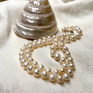 Small cultured pearl choker, wrap pearl bracelet, 15” pearl necklace, wedding anniversary gift, SN87