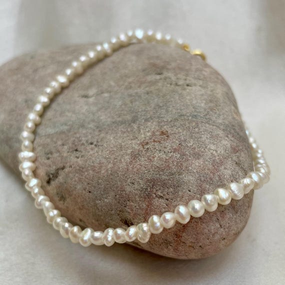 Cultured Pearl Ankle Bracelet, Gold Vermeil Anklet, Freshwater