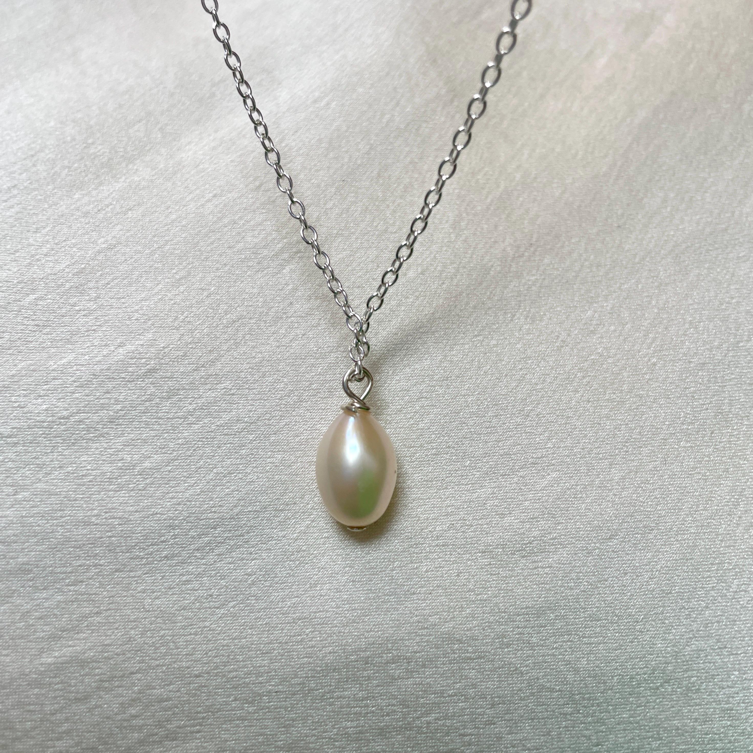 [STONE HENgE] 韓国☆925Silver☆Pearl Dripping Necklace Drop Pearl Pendant Necklace, Cultured Pearl on Silver Chain
