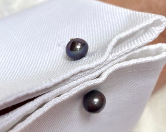 Black pearl cufflinks, double pearl cufflinks on 9ct gold, best man gift, men’s wedding, anniversary gift for men, CL41