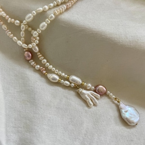 Freshwater pearl wrap necklace, boho lariat pearl necklace, mother of bride jewellery, statement pearl jewelry, pearl anniversary gift