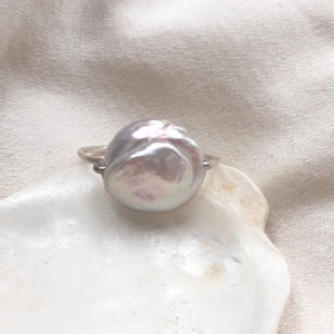 Large baroque pearl ring, statement pearl ring, chunky pearl on simple band, anniversary gift for her, R103b