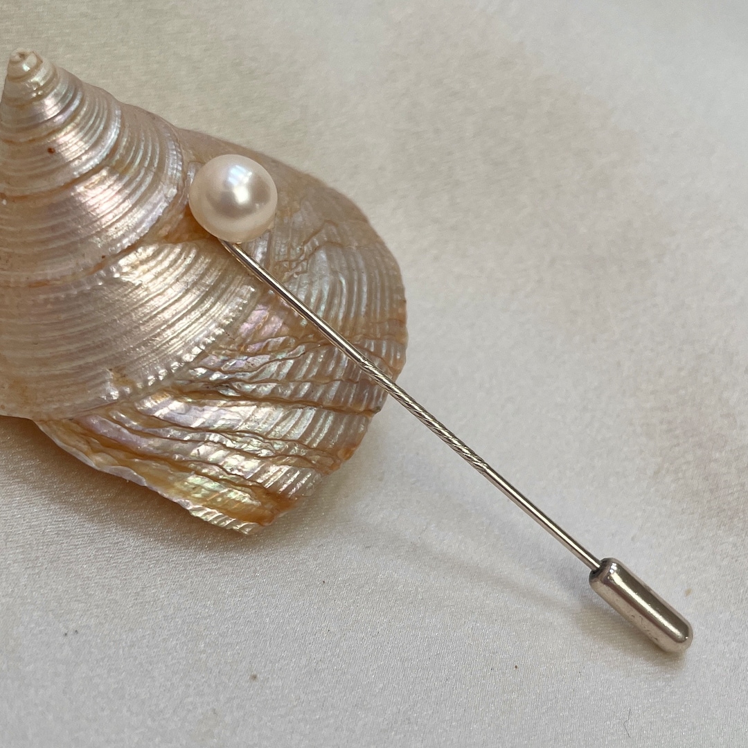 Cultured Pearl Tie Pin, White Pearl Pin, Groomsmans Cravat Pin, Tie ...