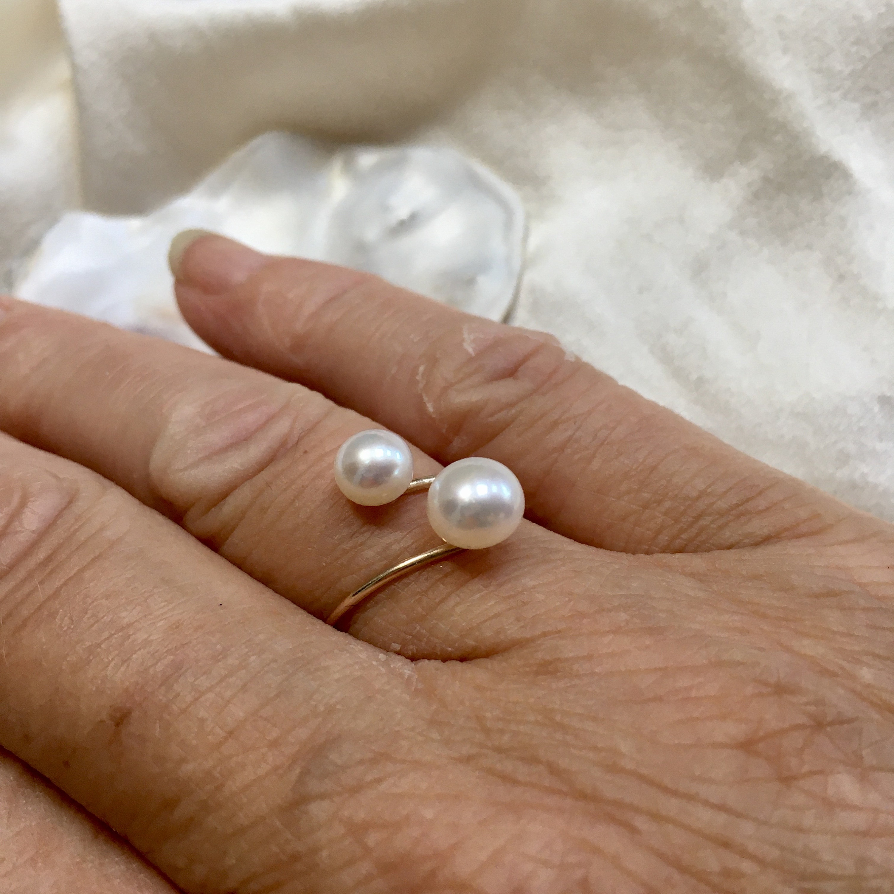 Bague deux perles deals