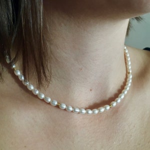 Pearl and 9ct gold necklace, cultured pearl necklace, anniversary jewellery, wedding accessories, SN50b