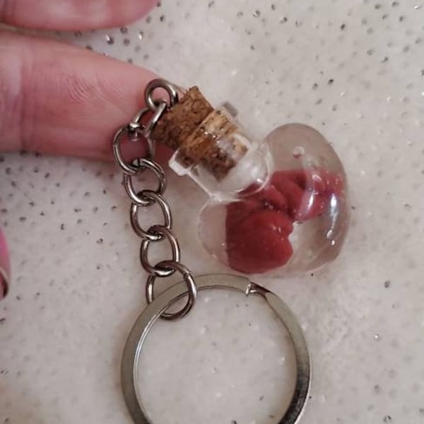 Memorial silicone baby fetus inside heart Keychain