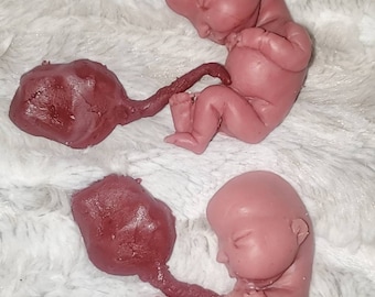 fetus silicone baby memorial with umbilical cord attached