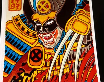 Wolverine Art Print - japamnese ukiyo-e tattoo style, X-men 97