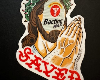 Bactine Jesus  Sticker - funny tattooer gift, tattoo shop decal