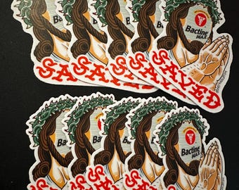 Bactine Jesus Sticker 5 & 5 Pack: 10 tattoo shop stickers, Tattoo Tattooer gift