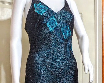 pale blue beaded dress